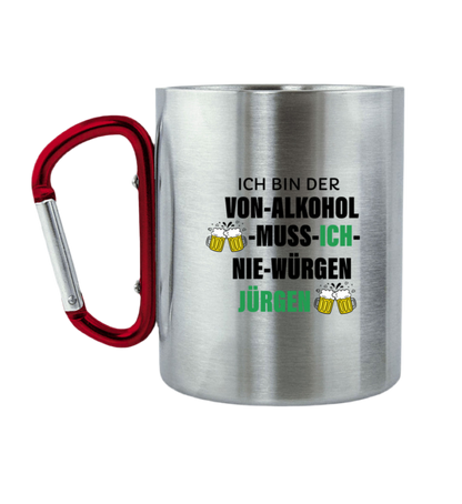 Würgen -Jürgen - Edelstahltasse mit Karabinergriff
