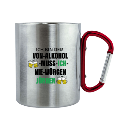 Würgen -Jürgen - Edelstahltasse mit Karabinergriff